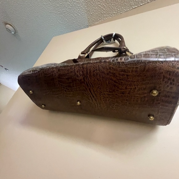 NWOT Brahmin Dark Toffee Embossed Leather Handbag - Picture 6 of 9